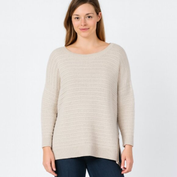 Garnet Hill SZ S Lambswool Angora Pullover Sweater Side Zips Tan - Picture 1 of 5